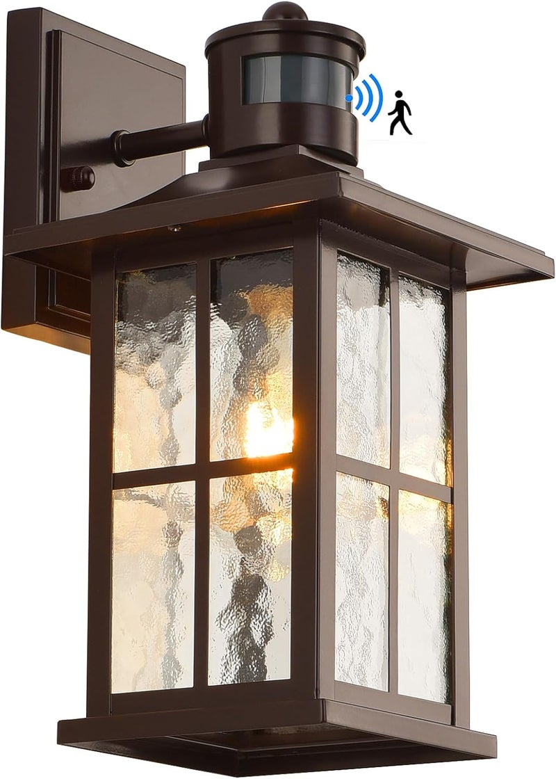 FLEDAVID Motion Sensor Outdoor Wall Lantern Dusk to Dawn Exterior Porch Light Fixture Brown Outside Garage Sconce Lighting Waterproof Farmhouse Wall Mount Carriage Lamp for House Patio Doorway - Image 1